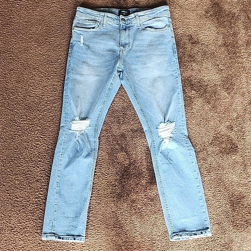 Men's Light Blue Distressed Jeans